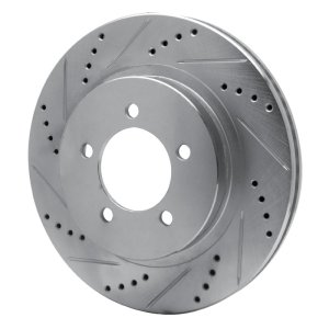 Ford Explorer Brake Rotor (1) - Front Left - R1 Concepts - Drilled & Slotted - Silver - `02-`05